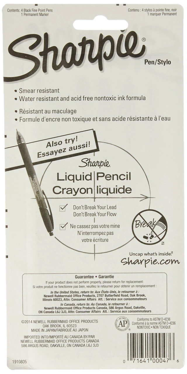 Alt view image 2 of 7 - Felt Tip Pens, Fine Point (0.4mm), Black, 4 Count (Pack of 2)
