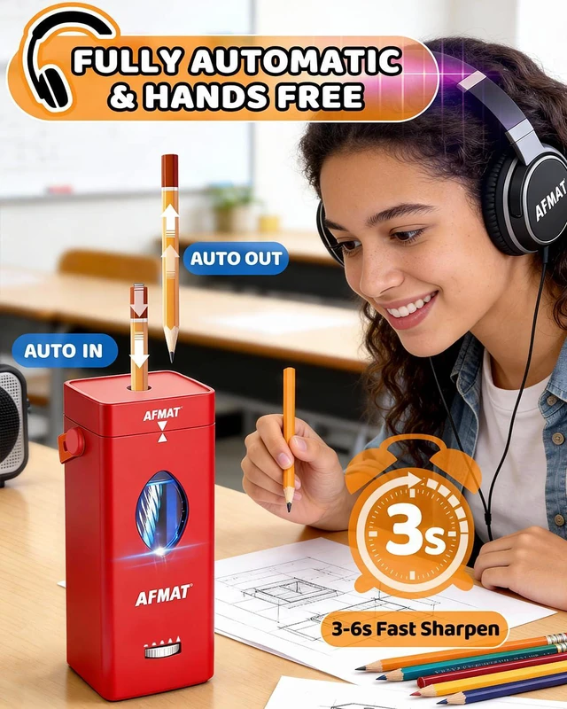 Alt view image 2 of 7 - Electric Pencil Sharpener, Rechargeable & Cordless, Fully Automatic Pencil Sharpener for Classroom, Auto in & Out, 5 Sharpness Modes, Heavy Duty Sharpeners for 6-12mm No.2/Jumbo Pencils PSC7