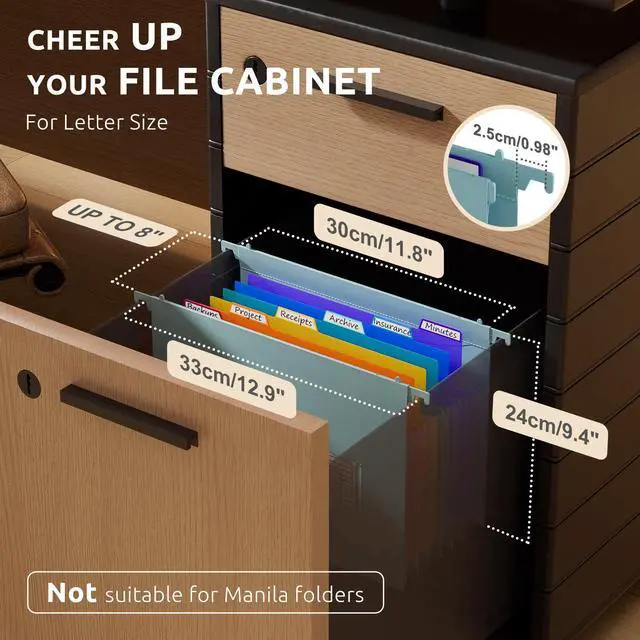 Alt view image 2 of 7 - Plastic Expanding Hanging File Folders, 7 * 1.2" Accordion Pockets Large Capacity, Multi-Color Tabs, Letter Size for Filing Cabinet - 3 Packs 3 Colors