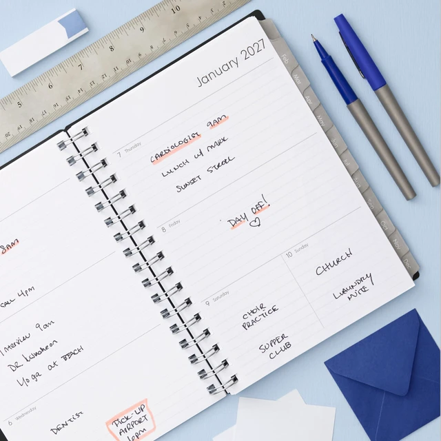 Alt view image 2 of 7 - 2027 Weekly & Monthly Planner Notes, 5.875"x8.625", Enterprise January 2027 - December 2027, Flexible Cover, Wirebound, 30 Extra Notes Sheets, Laminated Tabs