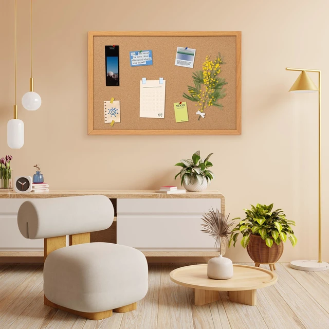 Alt view image 3 of 7 - 2 Pack Cork Bulletin Board 24 x 36, Wood Framed Corkboard for Wall Hanging Office Message Board, Large Notice Pin Board with 30 Push Pins, 10mm Natural Cork, For School, Home & Office