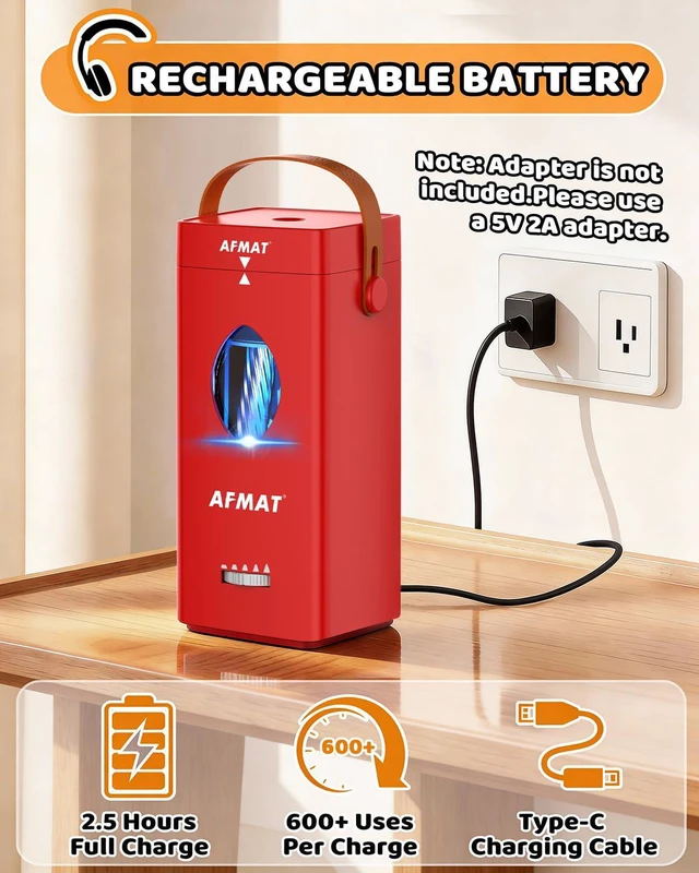 Alt view image 6 of 7 - Electric Pencil Sharpener, Rechargeable & Cordless, Fully Automatic Pencil Sharpener for Classroom, Auto in & Out, 5 Sharpness Modes, Heavy Duty Sharpeners for 6-12mm No.2/Jumbo Pencils PSC7