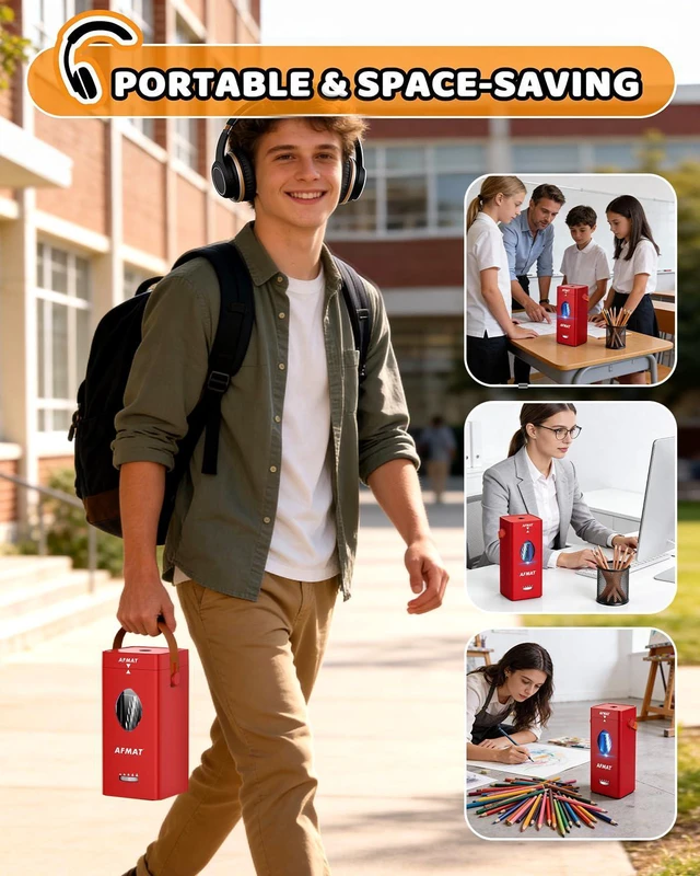 Alt view image 7 of 7 - Electric Pencil Sharpener, Rechargeable & Cordless, Fully Automatic Pencil Sharpener for Classroom, Auto in & Out, 5 Sharpness Modes, Heavy Duty Sharpeners for 6-12mm No.2/Jumbo Pencils PSC7