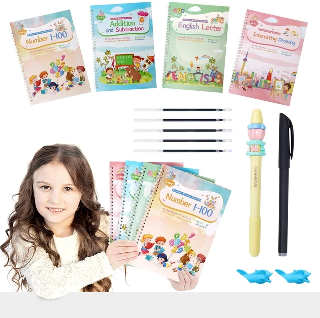 Alt view image 5 of 5 - Magical Handwriting Workbooks Handwriting Practice Magic Copybook, Handwriting Aid Magic Pen Reusable Copybook Grooves Template Design for Children (5)