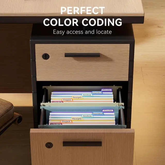 Alt view image 5 of 7 - Plastic Expanding Hanging File Folders, 7 * 1.2" Accordion Pockets Large Capacity, Multi-Color Tabs, Letter Size for Filing Cabinet - 3 Packs 3 Colors