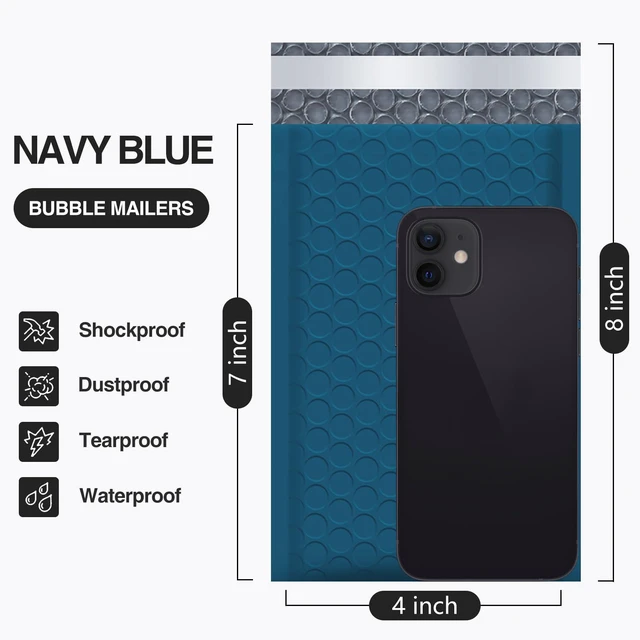 Alt view image 2 of 7 - Bubble Mailers 4x8" Navy Blue 50 Pack Usable Size 4x7" Padded Mailers Opaque Self Seal Adhesive Waterproof Boutique Padded Envelopes for Jewelry Makeup Small Bubble Mailers for Trading Cards #000