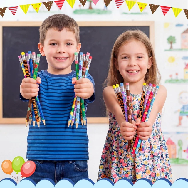 Alt view image 5 of 6 - 300 Pcs Wooden Pencil Bulk with Eraser for Kids, Cute Style Assortment Colorful Fun Pencils for Kids, Novelty Designs Classroom Back to School Gifts, Student Reward School Supplies