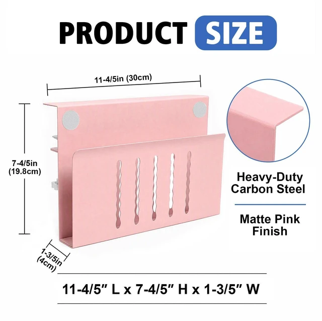 Alt view image 6 of 7 - Desk Side Storage Laptop Holder No Drill Clamp On Organizer Steel Side Desk Organizer, Clamp on Laptop Mount with Pen Holder, Hanging Storage for Home Office, Fits 0.3" to 2.8"