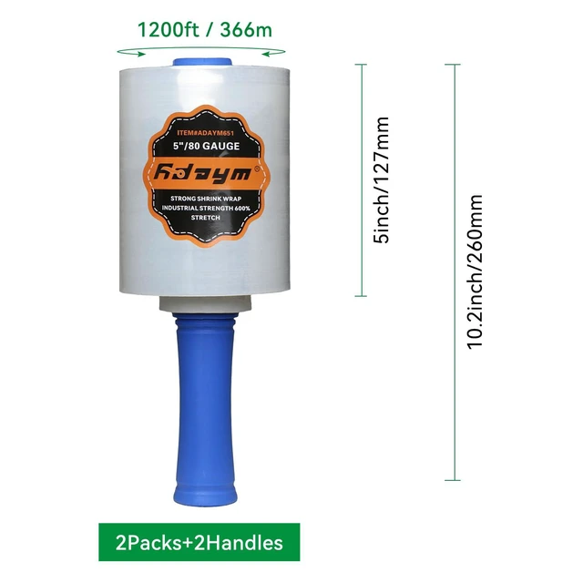 Alt view image 6 of 7 - Plastic Stretch Film Shrink Wrap Roll for Moving, 5" x 1200' 12 Rolls 80 Gauge 600% Stretch, Self-Adhering, 5 inch Plastic Saran Wrap, For Moving, Packing, Furniture & Pallet Stabilization