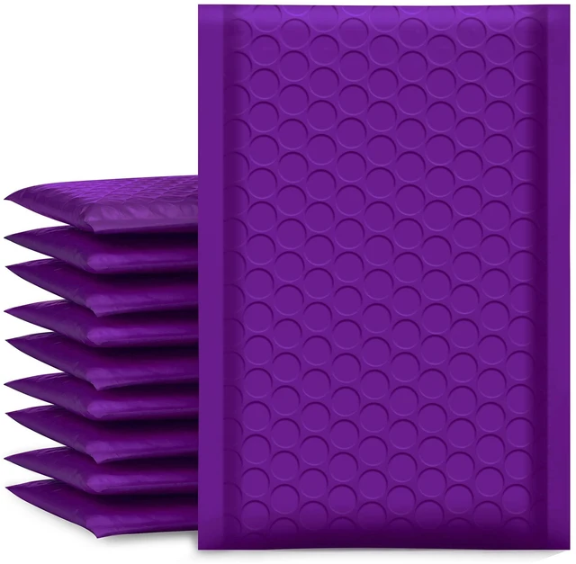 Main image of Bubble Mailers 4x8" Purple 50 Pack Usable Size 4x7" Padded Envelopes Opaque Self Seal Adhesive Waterproof Boutique Padded Envelopes for Jewelry Makeup Small Bubble Mailers for Trading Cards #000