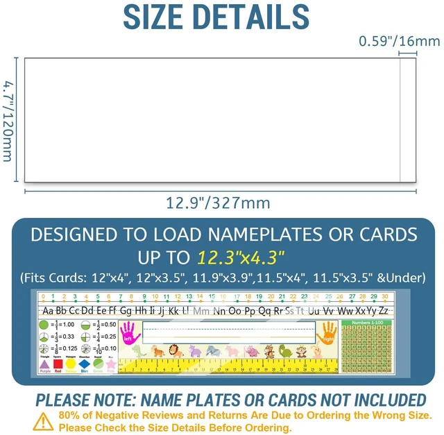 Alt view image 2 of 7 - 40 PCS Nameplate Pocket, 12.9" x 4.7" Adhesive Desk Nameplates Sleeves Name Tag Holder, Upgrade Crystal Clear Scratch Proof Easy Remove Name Tag Sleeves for Classroom Desk