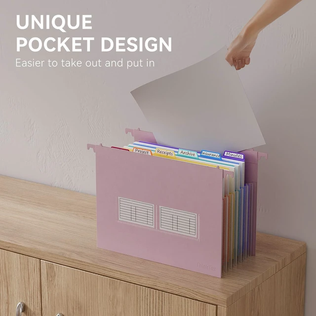 Alt view image 7 of 7 - Plastic Expanding Hanging File Folders, 7 * 1.2" Accordion Pockets Large Capacity, Multi-Color Tabs, Letter Size for Filing Cabinet - 3 Packs 3 Colors
