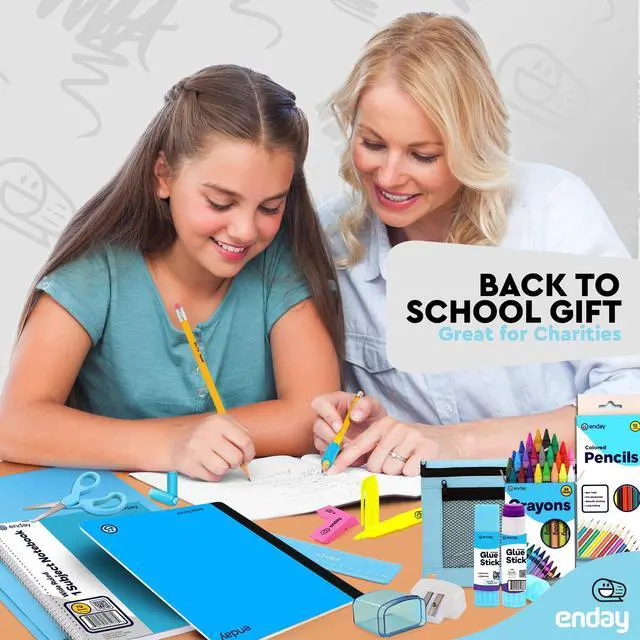 Alt view image 3 of 6 - Back to School Supplies for Kids, School Supply Box Grades K-5 Premium Quality Kids School Supplies Kit, Kindergarten School Supplies for Girls and Boys, 78 Pc Set (Blue, 1 Kit)