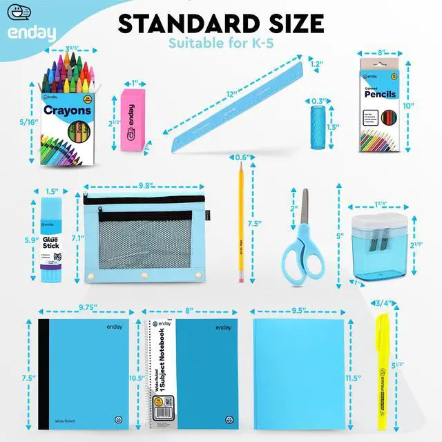 Alt view image 5 of 6 - Back to School Supplies for Kids, School Supply Box Grades K-5 Premium Quality Kids School Supplies Kit, Kindergarten School Supplies for Girls and Boys, 78 Pc Set (Blue, 1 Kit)