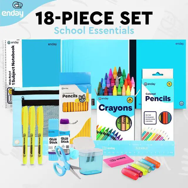 Alt view image 4 of 6 - Back to School Supplies for Kids, School Supply Box Grades K-5 Premium Quality Kids School Supplies Kit, Kindergarten School Supplies for Girls and Boys, 78 Pc Set (Blue, 1 Kit)