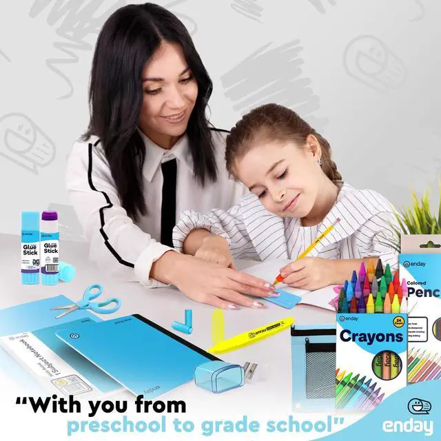 Alt view image 6 of 6 - Back to School Supplies for Kids, School Supply Box Grades K-5 Premium Quality Kids School Supplies Kit, Kindergarten School Supplies for Girls and Boys, 78 Pc Set (Blue, 1 Kit)