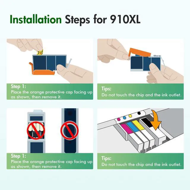 Alt view image 4 of 7 - 910 910XL 8020 Ink Cartridges Black and Color Combo Pack for HP Printers Compatible for HP910XL Ink Cartridges for HP Printer OfficeJet Pro 8010 8025 8030 8035 8028 8022 8018 Series (4 Pack)