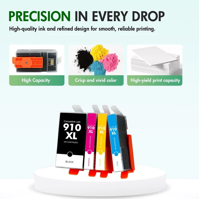 Alt view image 6 of 7 - 910 910XL 8020 Ink Cartridges Black and Color Combo Pack for HP Printers Compatible for HP910XL Ink Cartridges for HP Printer OfficeJet Pro 8010 8025 8030 8035 8028 8022 8018 Series (4 Pack)