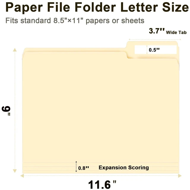 Alt view image 2 of 7 - File Folder, 150 Pack 1/3 Cut Tab File Folders Letter Size, Manila Folders, Folders with Tab, Great for Organizing and Easy File Storage