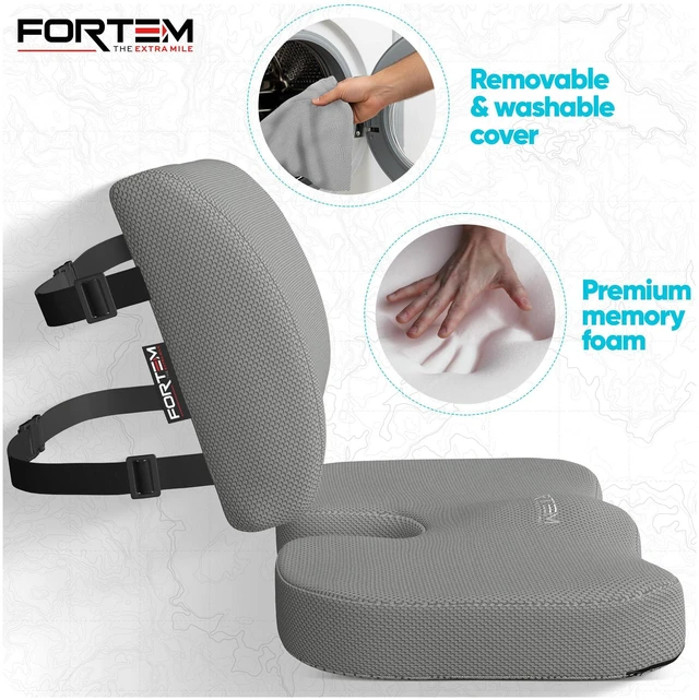 Alt view image 3 of 7 - Seat Cushion & Lumbar Support for Office Chair, Wheelchair, Car Memory Foam | Ergonomic Design | Washable Cover | Non Slip | Grey