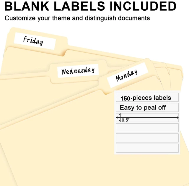 Alt view image 4 of 7 - File Folder, 150 Pack 1/3 Cut Tab File Folders Letter Size, Manila Folders, Folders with Tab, Great for Organizing and Easy File Storage