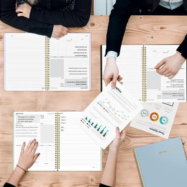 Alt view image 6 of 6 - Half Meeting Half Note - 8.5"x11" Professional Notebooks for Work - 160 Pages, A4 Size Project Planner, Spiral Meeting Agenda/Minutes Organizer for Women, Note Taking, Office&Business, Blue