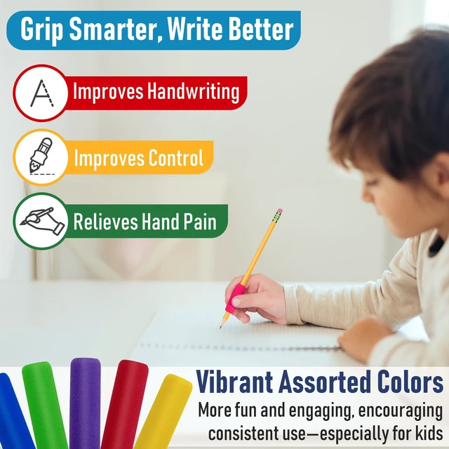 Alt view image 4 of 7 - The Classics Soft Foam Pencil Grips, Ergonomic Writing Aid for Lefties and Righties, 1.5 Inch Long, Assorted Colors, 100 Pack - TPG-164100