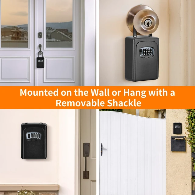 Alt view image 7 of 7 - Portable Key Lock Box for House Key, Weatherproof Resettable Code House Key Safe Security Lock(4 Pack, Black)