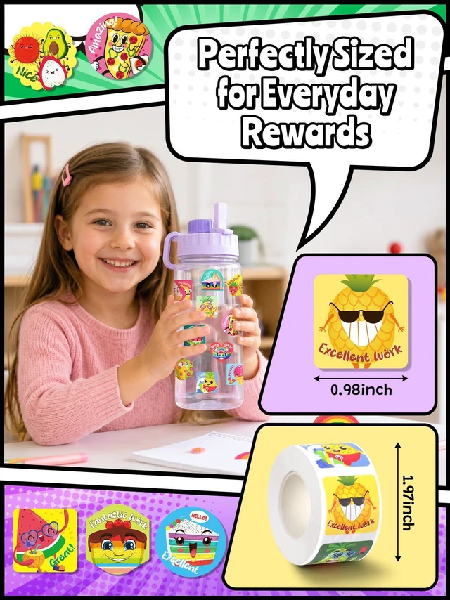 Alt view image 2 of 7 - 2400 Pcs Scratch and Sniff Stickers for Kids and Children, 8 Rolls Smelly Reward Stickers, Bulk Scented Motivational Incentive Stickers for TeachersClassroom, Home, School Supplies, Crafts