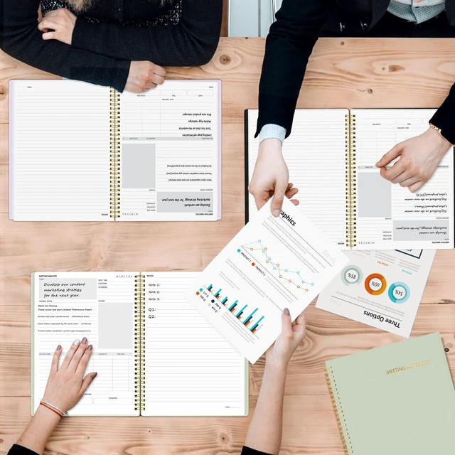 Alt view image 6 of 6 - Half Meeting Half Note - 8.5"x11" Professional Notebooks for Work - 160 Pages, A4 Size Project Planner, Spiral Meeting Agenda/Minutes Organizer for Women Men, Note Taking, Office & Business