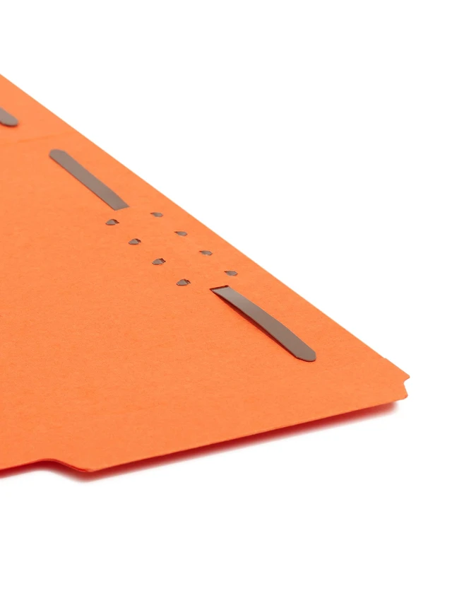 Alt view image 4 of 7 - Fastener File Folders, Reinforced 1/3-Cut Tabs, 2 Fasteners, Letter Size, Orange, 50 per Box (12540)