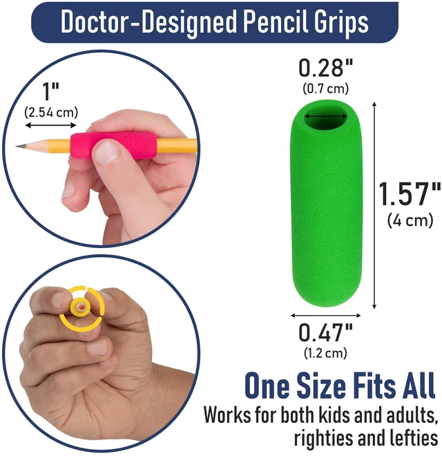 Alt view image 2 of 7 - The Classics Soft Foam Pencil Grips, Ergonomic Writing Aid for Lefties and Righties, 1.5 Inch Long, Assorted Colors, 100 Pack - TPG-164100