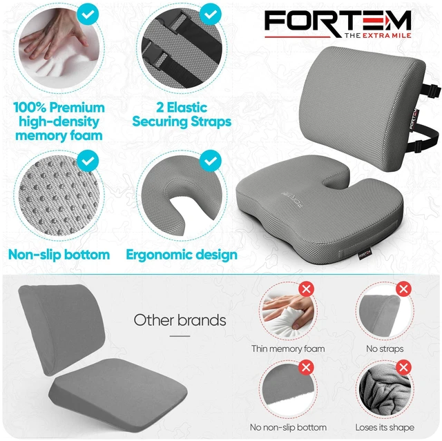 Alt view image 7 of 7 - Seat Cushion & Lumbar Support for Office Chair, Wheelchair, Car Memory Foam | Ergonomic Design | Washable Cover | Non Slip | Grey