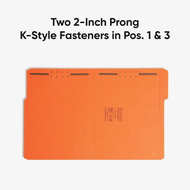 Alt view image 7 of 7 - Fastener File Folders, Reinforced 1/3-Cut Tabs, 2 Fasteners, Letter Size, Orange, 50 per Box (12540)