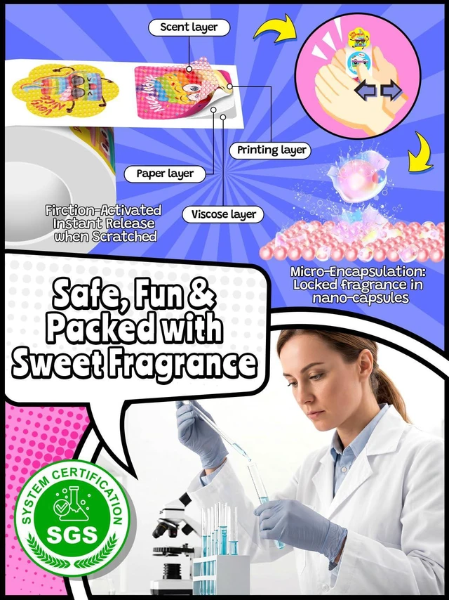 Alt view image 3 of 7 - 2400 Pcs Scratch and Sniff Stickers for Kids and Children, 8 Rolls Smelly Reward Stickers, Bulk Scented Motivational Incentive Stickers for TeachersClassroom, Home, School Supplies, Crafts