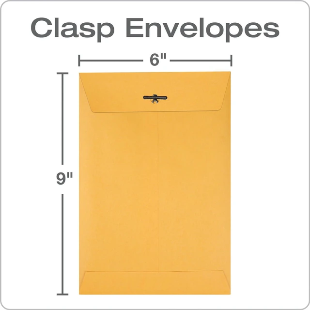 Alt view image 2 of 7 - 6 x 9 Clasp Envelopes, Clasp and Gummed Closures for Storing or Mailing, 28 lb Kraft Paper, 100 per Box (QUA37855)