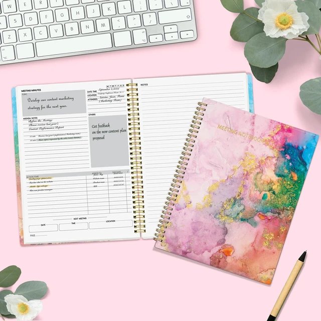 Alt view image 5 of 6 - Half Meeting Half Note - 8.5"x11" Professional Notebooks for Work - 160 Pages, A4 Size Project Planner, Spiral Meeting Agenda/Minutes Organizer for Women Men, Note Taking, Office & Business