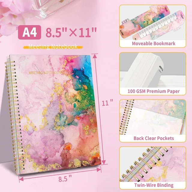 Alt view image 4 of 6 - Half Meeting Half Note - 8.5"x11" Professional Notebooks for Work - 160 Pages, A4 Size Project Planner, Spiral Meeting Agenda/Minutes Organizer for Women Men, Note Taking, Office & Business