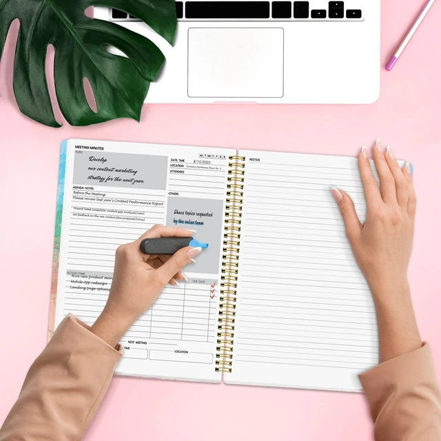 Alt view image 6 of 6 - Half Meeting Half Note - 8.5"x11" Professional Notebooks for Work - 160 Pages, A4 Size Project Planner, Spiral Meeting Agenda/Minutes Organizer for Women Men, Note Taking, Office & Business