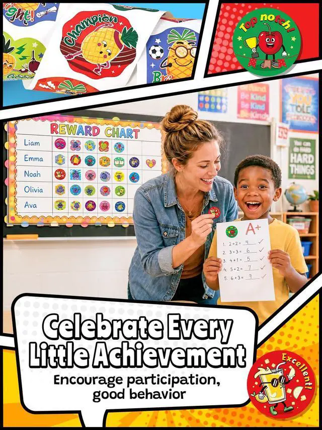 Alt view image 6 of 7 - 1200 Pcs Scented Stickers for Kids and Children, 6 Rolls Large Scratch and Sniff Reward Stickers, Smelly Motivational Incentive Stickers for Teachers, Students, Classroom, Home, Crafts