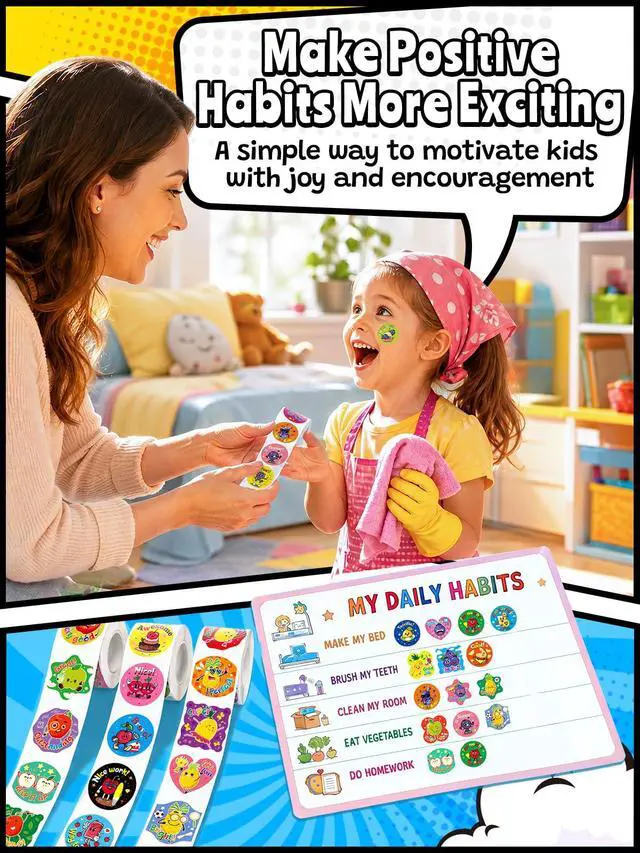 Alt view image 7 of 7 - 1200 Pcs Scented Stickers for Kids and Children, 6 Rolls Large Scratch and Sniff Reward Stickers, Smelly Motivational Incentive Stickers for Teachers, Students, Classroom, Home, Crafts