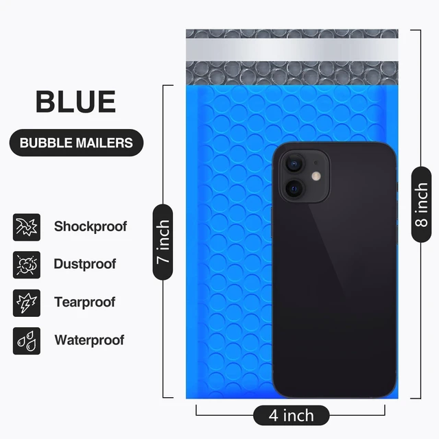 Alt view image 2 of 7 - Bubble Mailers 4x8" Blue 50 Pack Usable Size 4x7" Padded Envelopes Opaque Self Seal Adhesive Waterproof Boutique Padded Envelopes for Jewelry Makeup Small Bubble Mailers for Trading Cards #000
