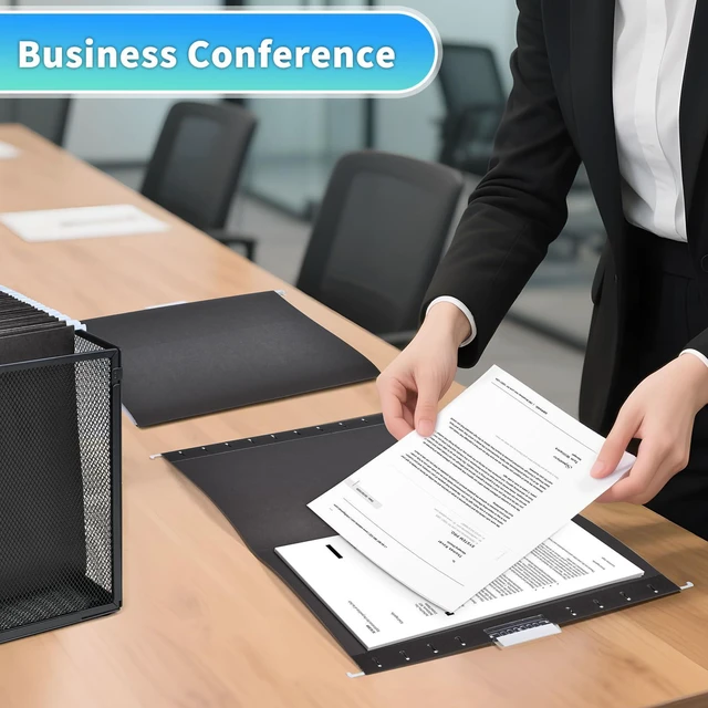 Alt view image 6 of 7 - 25-Pack Black Hanging File Folders, Letter Size (8.5" x 11Inch), Includes 35 Transparent Label Cards & 50 Sticker Labels,1/5-Cut Tabs for Home & Office Organization