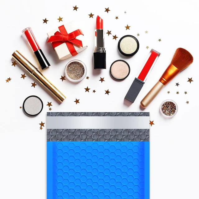 Alt view image 5 of 7 - Bubble Mailers 4x8" Blue 50 Pack Usable Size 4x7" Padded Envelopes Opaque Self Seal Adhesive Waterproof Boutique Padded Envelopes for Jewelry Makeup Small Bubble Mailers for Trading Cards #000
