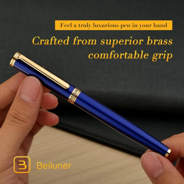 Alt view image 7 of 7 - Blue Fountain Pen,Stunning Luxury Pens with 24K Gold Finish, Gorgeous 24K Gilded Nib(Medium), Fancy Pen Gift for Men&Women -Ink Converter-Elegant, Reliable,Nice Pen for Writing