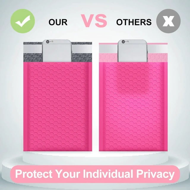 Alt view image 6 of 7 - Bubble Mailers 4x8" Hot Pink 50 Pack Usable Size 4x7" Shipping Bags Opaque Self Seal Adhesive Waterproof Boutique Padded Envelopes for Jewelry Makeup Small Bubble Mailers for Trading Cards #000