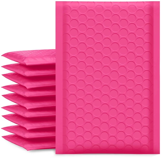 Main image of Bubble Mailers 4x8" Hot Pink 50 Pack Usable Size 4x7" Shipping Bags Opaque Self Seal Adhesive Waterproof Boutique Padded Envelopes for Jewelry Makeup Small Bubble Mailers for Trading Cards #000