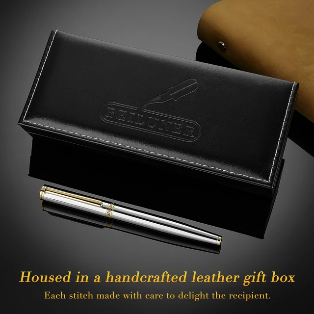 Alt view image 5 of 7 - Silver Chrome Fountain Pen,Stunning Luxury with 24K Gold Accents, Gorgeous 24K Gilded Nib(Fine), Trustworthy Pen Gift for Men&Women -Ink Converter-Elegant, Graduation,Nice Pen for Writing
