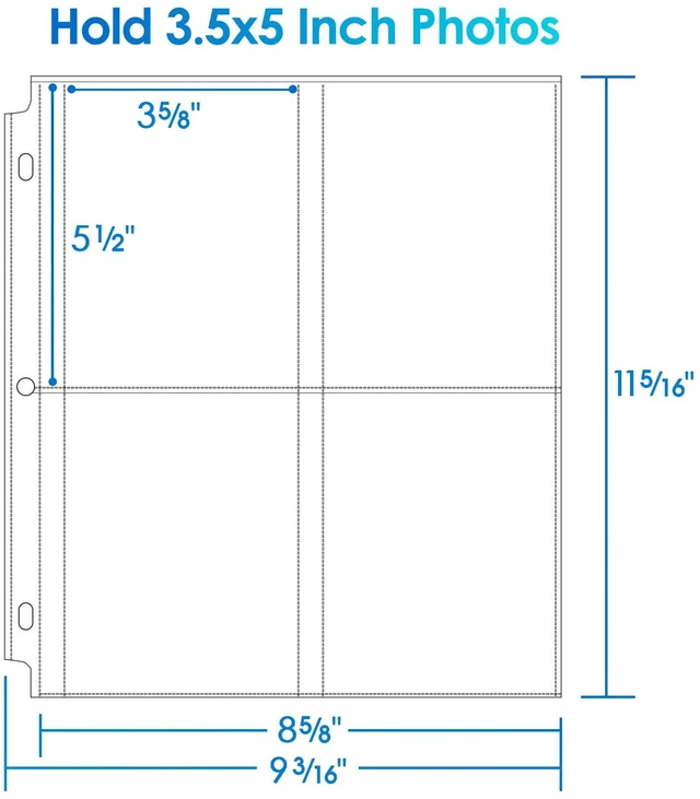 Alt view image 3 of 7 - 120 Pack Photo Sleeves for 3 Ring Binder (960 Pictures), 3.5x5 in Heavy-Duty Archival Page Protectors, 4-Pocket Clear Photo Album Refill Pages, Plastic Seed Packet Sleeves, Acid-Free