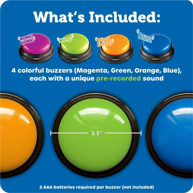 Alt view image 7 of 7 - Answer Buzzers, Set of 4 Classroom Must Haves, Teacher Supplies, Sound Effect Button, Family Game Shows, Buzzers for Trivia, Participation Tools